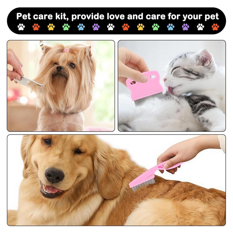 IToolco Lice Comb, 12 Pcs Dandruff Combs, Hair Double Sided Fine Tooth Combs with Metal Teeth, Stainless Steel Louse and Nit combs, Dematting Comb for Dogs Cats for Small, Medium & Large Pets - Image 4